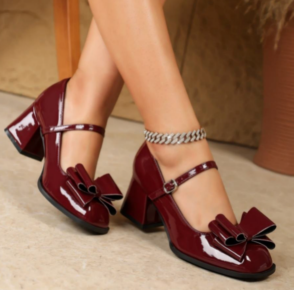Retro Square-Toe Heels Shoes for Women