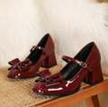 Retro Square-Toe Heels Shoes for Women